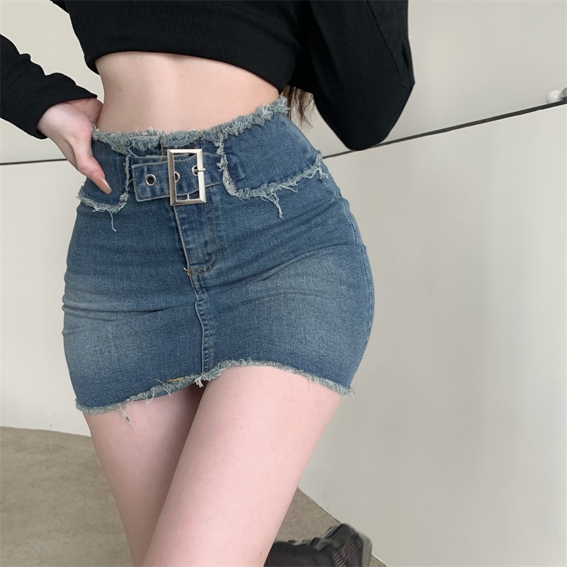Chân Váy Denim Mini Lưng Cao Thời Trang Mùa Hè Quyến Rũ Cho Nữ