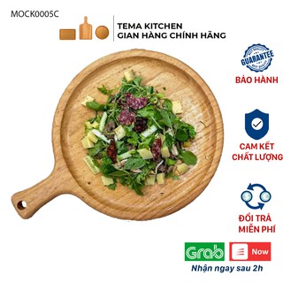 Khay gỗ Tema Kitchen hình tròn - Khay gỗ đựng thức ăn có tay cầm tiện lợi siêu xinh
