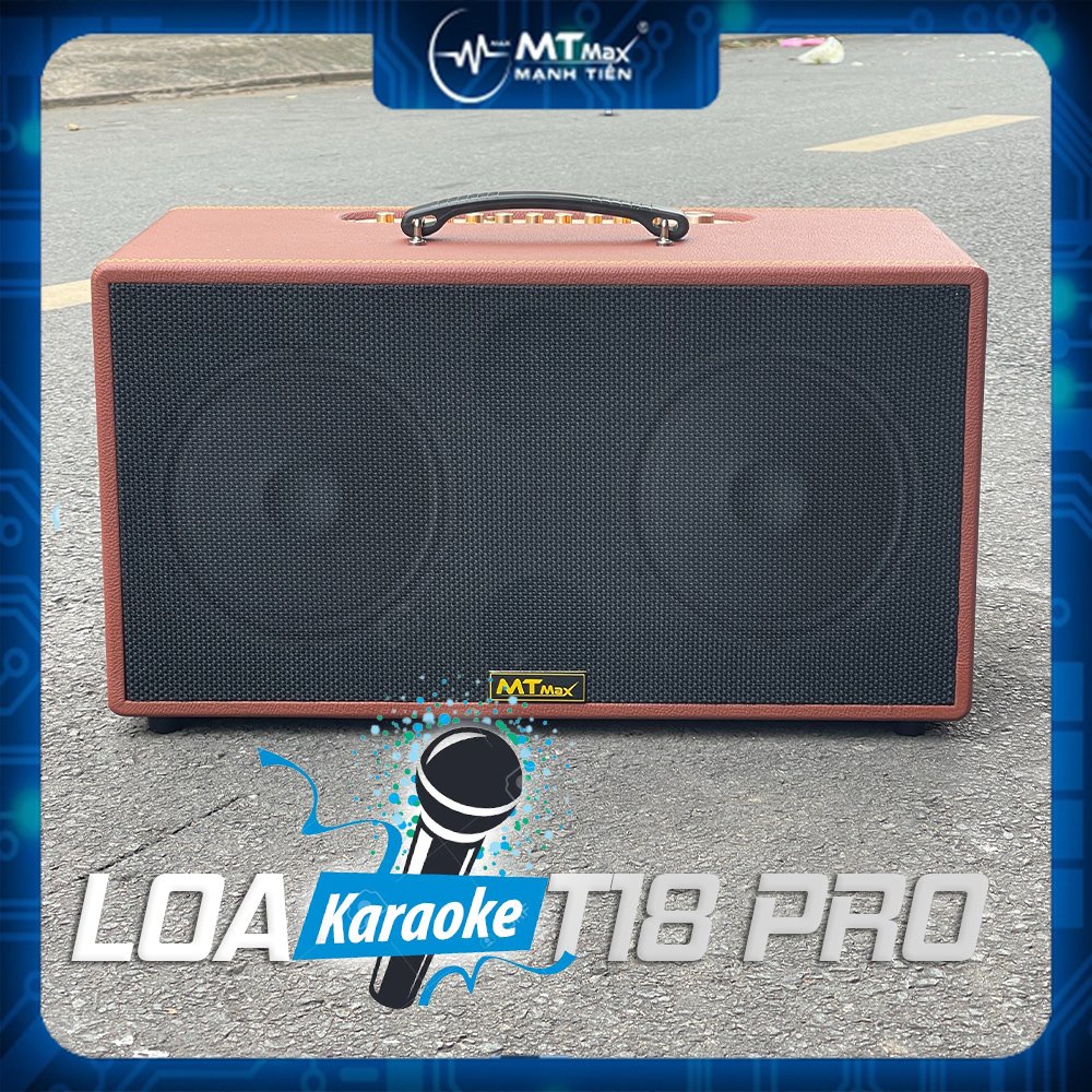 Loa karaoke xách tay AT T18 PRO di động công suất lớn 300w kèm 2 micro bass mạnh hút âm cực hay đủ echo reverb