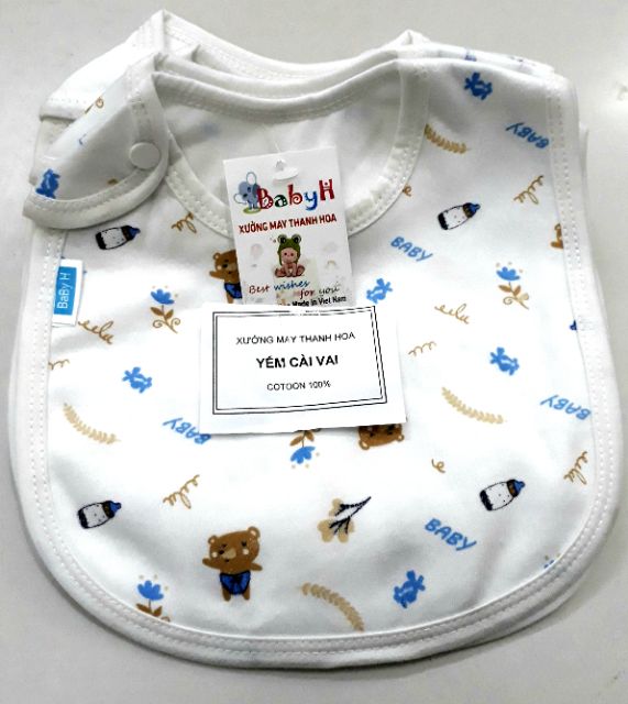 Yếm ăn dặm 2 lớp cotton cho bé