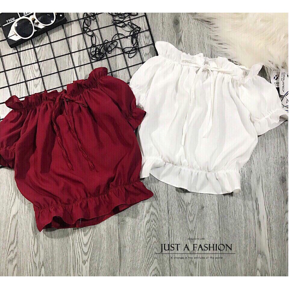 Áo Kiểu Trễ Vai. Voan - CropTop Gợi Cảm, Thời Trang