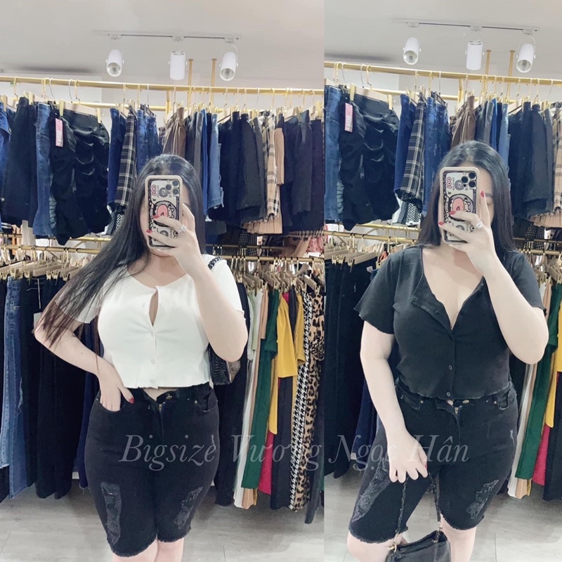 [60-95kg] Quần Jeans Lửng CO GIÃN ĐEN TUYỀN RÁCH -Quần Ngố BIG SIZE- LƯNG CAO - PHOM EO CAO TRÊN RỐN