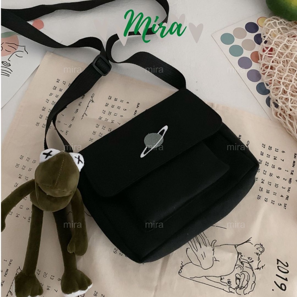 Túi Xách Nữ Đeo Chéo Tote Canvas Đựng Điênh Thoại Đi Chơi Thêu Hình Địa Cầu Ulzzang Hàn Quốc MIRA-TV58002