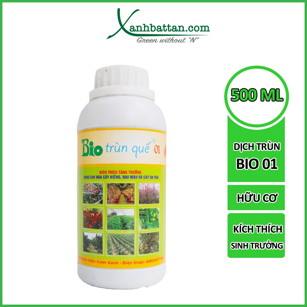 Dịch trùn quế hữu cơ Bio 01 kích chồi và lá cho cây trồng 500 ml