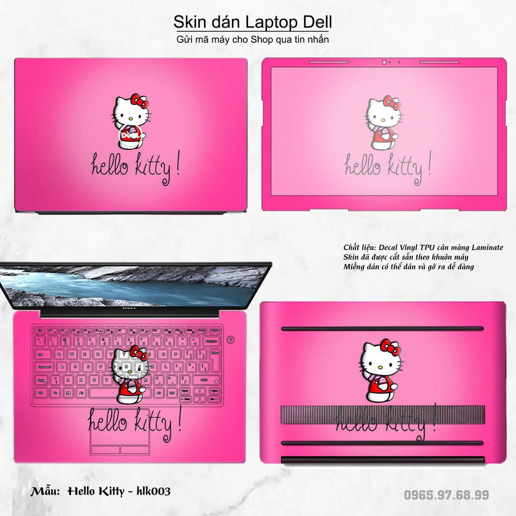 Skin dán Laptop Dell in hình Hello Kitty (inbox mã máy cho Shop)