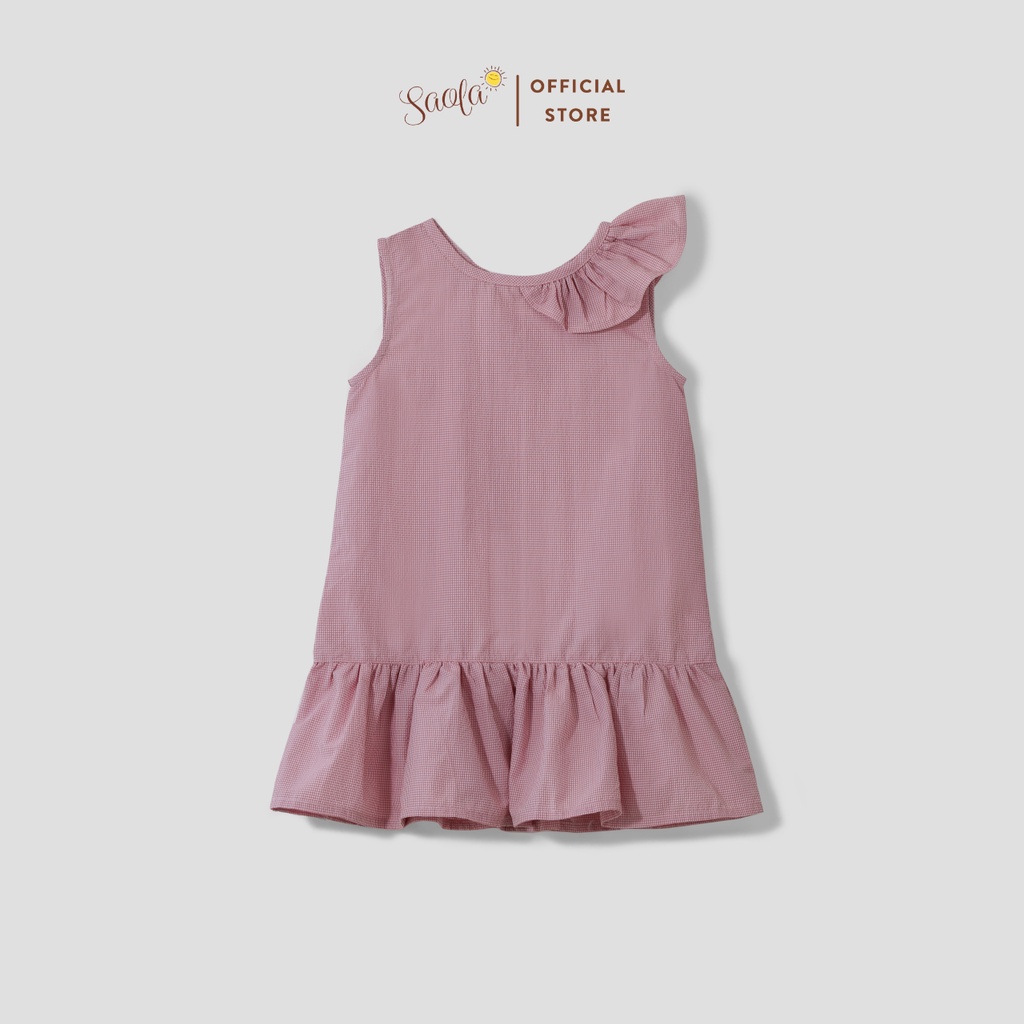 Đầm/ Váy Bé Gái Họa Tiết Gingham Phối Bèo Lai và Bèo Cổ Xinh Xắn - OLHA DRESS - DRC030 - SAOLA KIDS CLOTHING