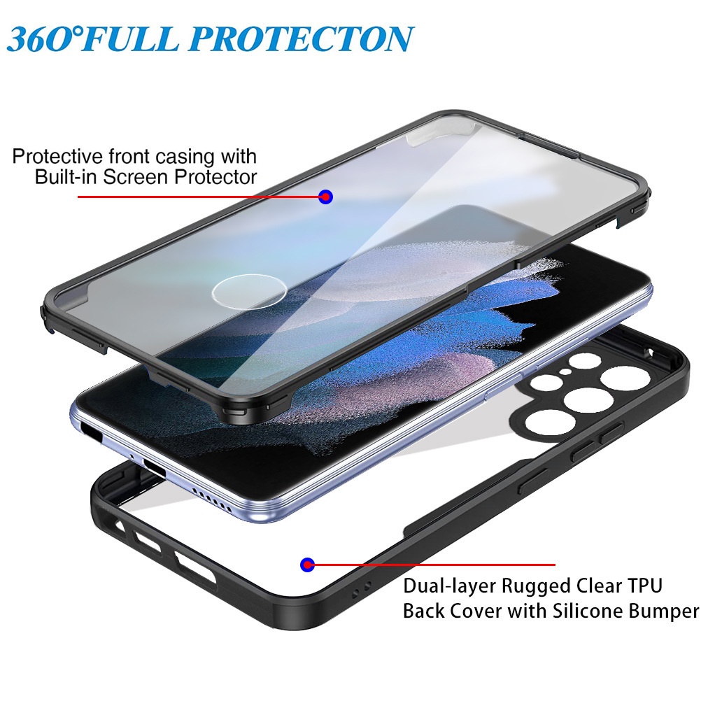 Ốp Điện Thoại Trong Suốt Bảo Vệ Toàn Diện 360 Độ + Miếng Dán Màn Hình Cho Samsung A73 A53 A33 A13 5G M52 A13 A23 A03 A54 A34 A14 LTE 4G 5G