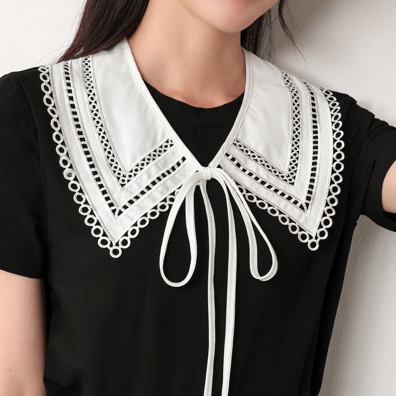 Khăn Choàng Lưới Quấn Cổ Thêu Họa Tiết Thắt Nơ Có Thể Tháo Rời Cho Nữ Shr