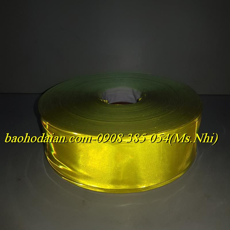Cuộn phản quang nhựa họa tiết trơn 5cm x 50m may kèm quần áo- Hình thật