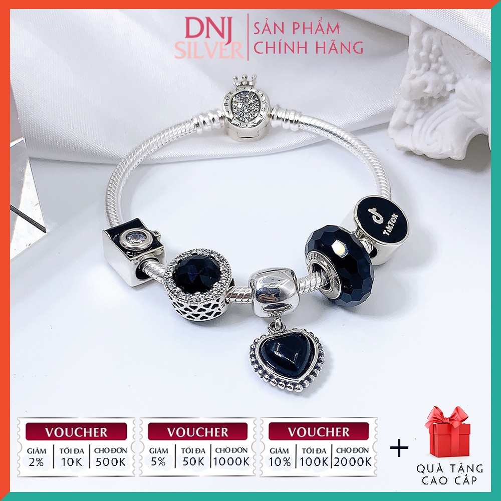 [Hàng cao cấp] Vòng tay bạc 925 cao cấp dành cho nữ - Vòng tay charm bạc cô nàng đam mê TlKTOK - DNB009