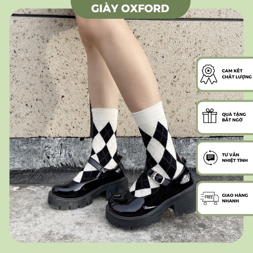 Tất vớ nữ cao cổ caro họa tiết trám freesize co giãn cá tính đen nâu Cheapy unisex