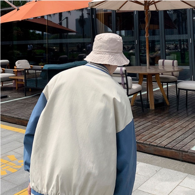 Áo khoác bóng chày nam thời trang cá cho quần áo nam sơn thường áo khoác 2 lớp Sọc áo khoác varsity jacket from rộng áo bóng chày nữ