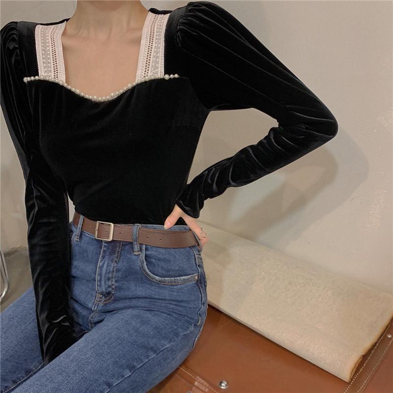 Áo kiểu tay phồng dài mềm mại ánh kim hợp thời trang cho nữ