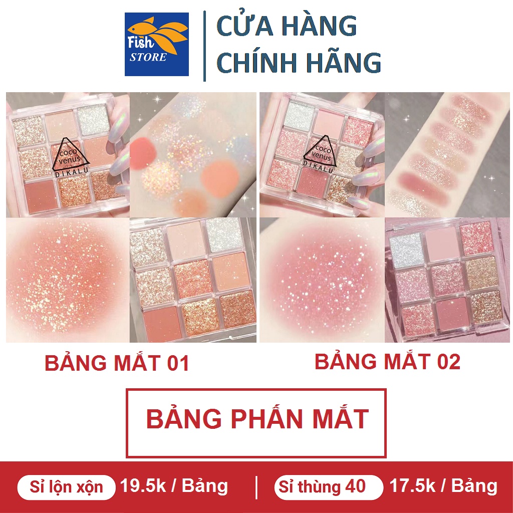 Bảng Phấn Mắt Dikalu Coco Venus 9 Màu Lì Lấp Lánh Trang Điểm Đa Năng má hồng phấn mắt | BigBuy360 - bigbuy360.vn