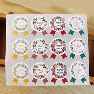 Sét 12 miếng dán STICKER chủ đề THANK YOU và HANDMADE