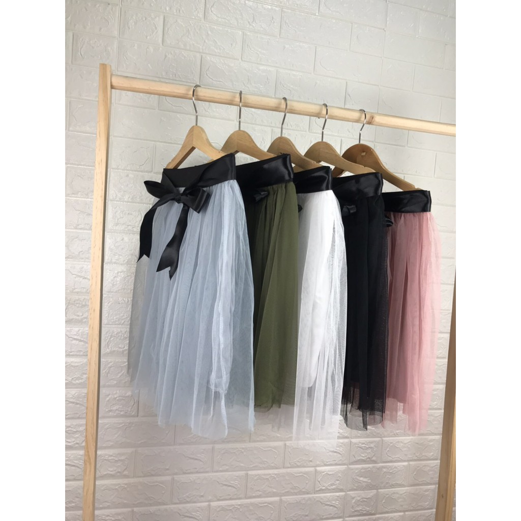 Chân váy lưới ngắn kèm nơ xinh xinh cực hot ảnh thật