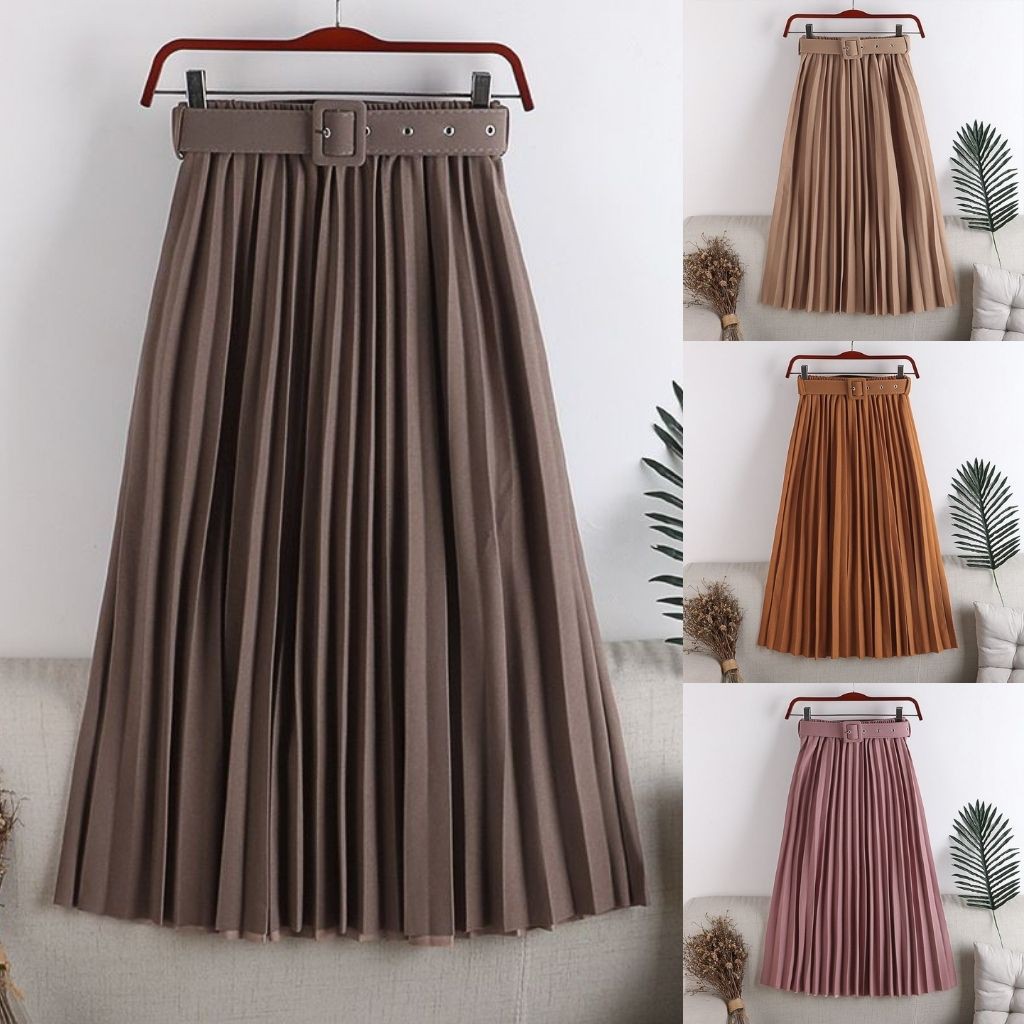 Chân váy nữ chữ a dài xếp ly công sở - Váy dài xếp ly qua gối AMYRA CV008 | BigBuy360 - bigbuy360.vn