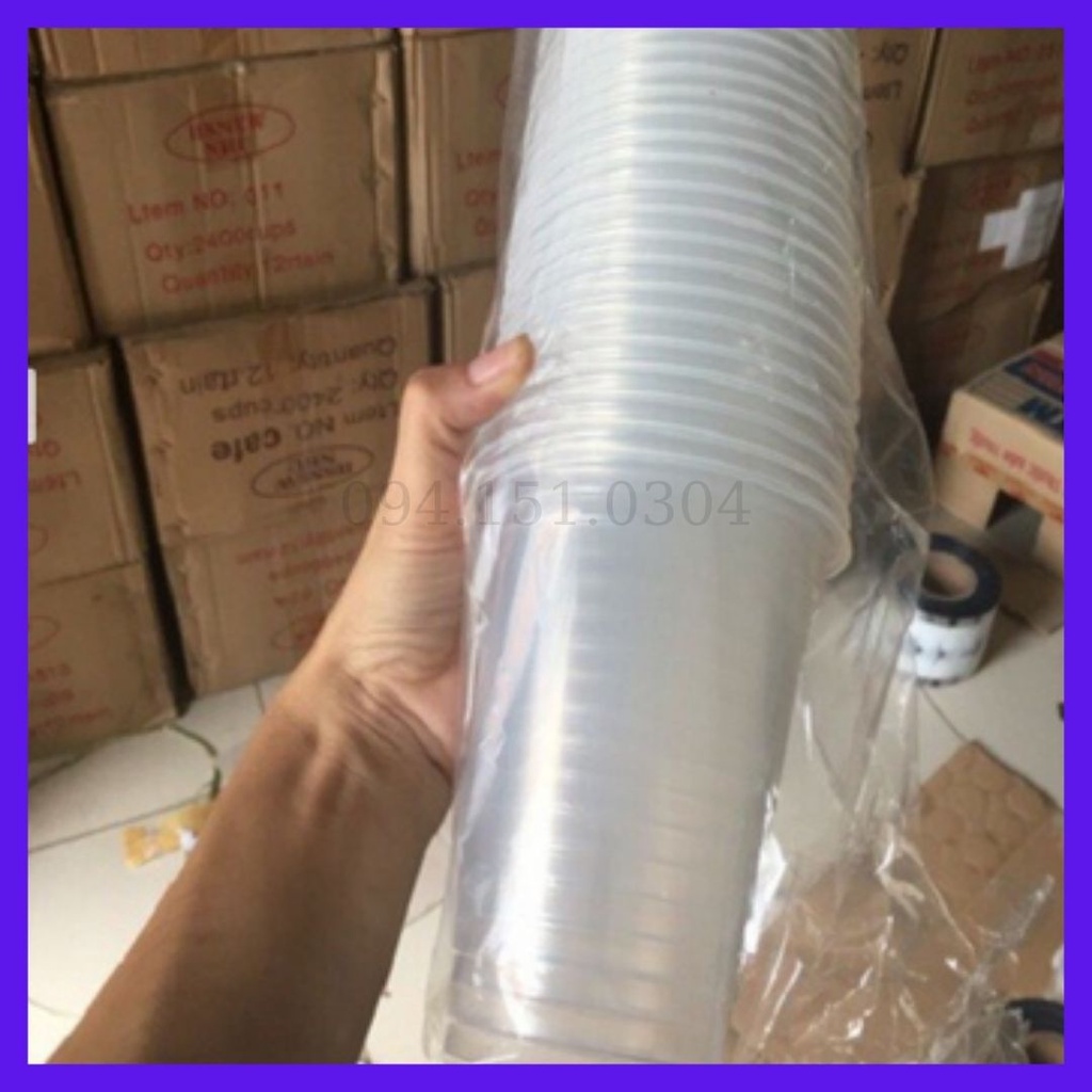 Sỉ 50 Cốc Nhựa Nắp Cầu 500ml Ly nhựa dùng 1 lần kèm nắp loại xịn, hàng đẹp
