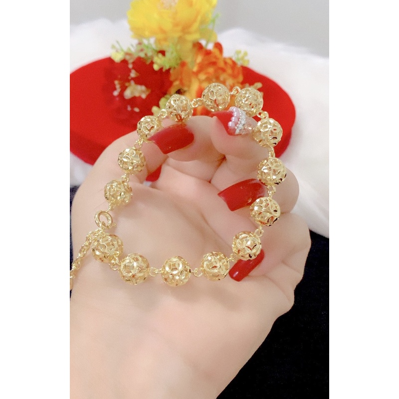 Vòng tay nữ mạ vàng 18k,24k dạng bi tròn 261021 - Mang đi chơi, đi tiệc rất đẹp - Bao đổi trả trong 07 ngày