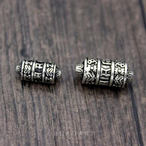 Charm Bạc 925 Khắc Lục Tự Chú Om Mani Padme Hum - Dạng Ống Trụ Nhọn, Phối Vòng Tay, Chuỗi Hạt, Trang Sức