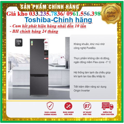 Tủ lạnh Toshiba Inverter 325 lít GR-RB410WE-PMV(37)-SG - Mới 100%