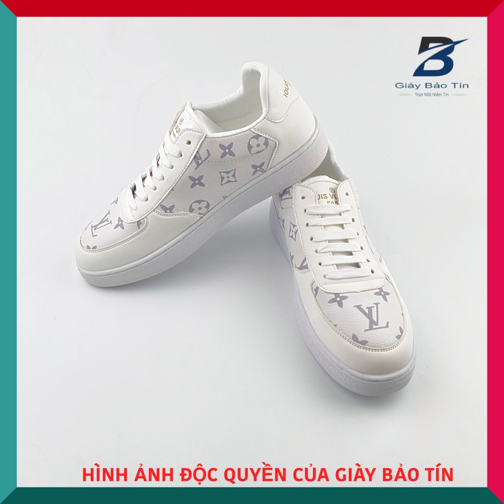 Giày thể thao nam LV 021 Giày sneaker mẫu mới nhất 2 màu đen trắng nổi trội, sang trọng đế cao su chỉ máy chắc chắn