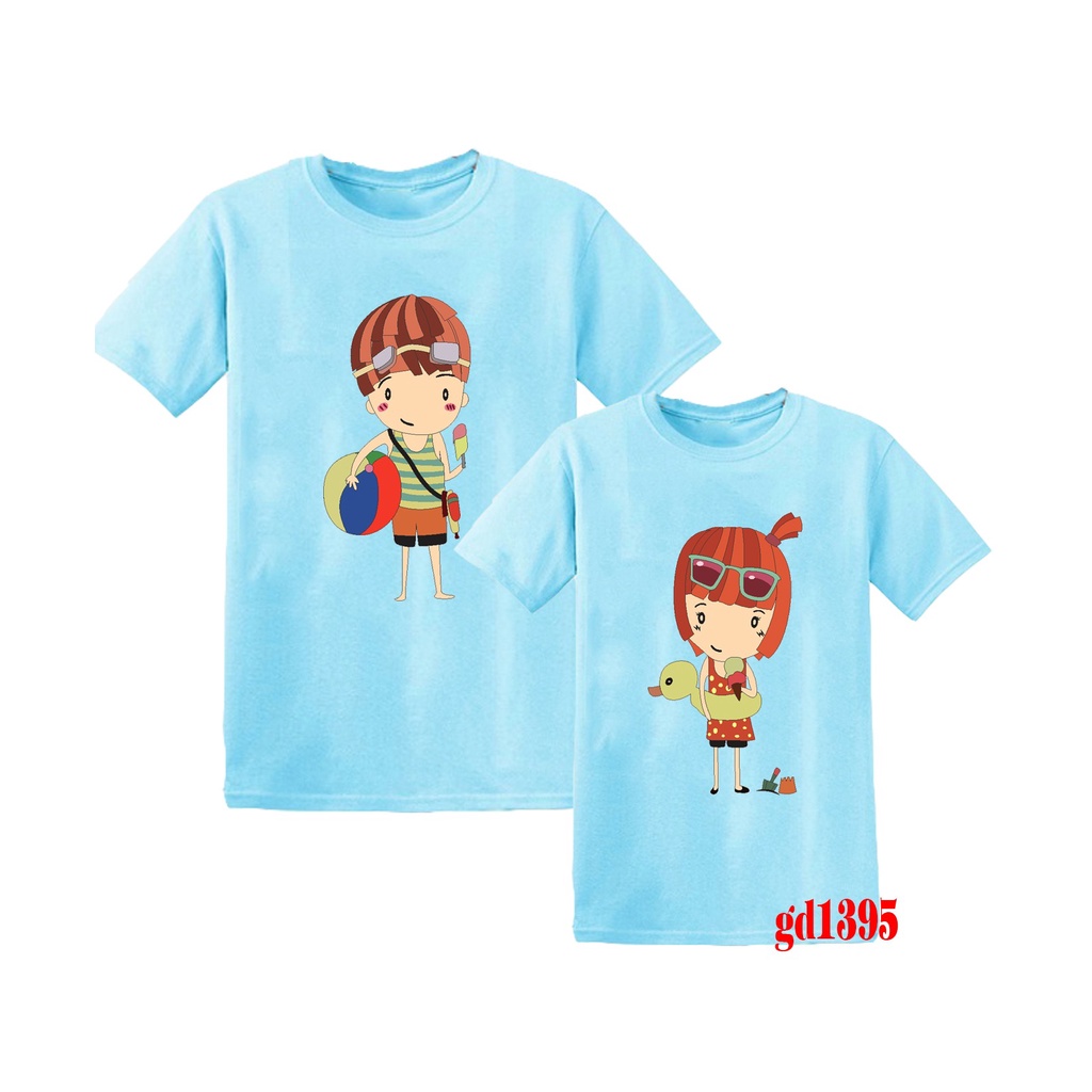 áo đôi đi biển đẹp dễ thương in cặp nam nữ đi chơi mùa hè -- [Giá niêm yết là giá của 1 áo]