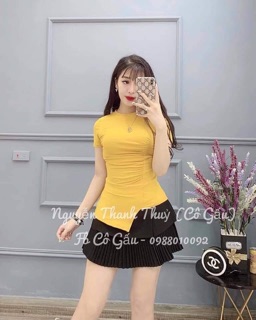 Áo thun lệch tà thân dúm