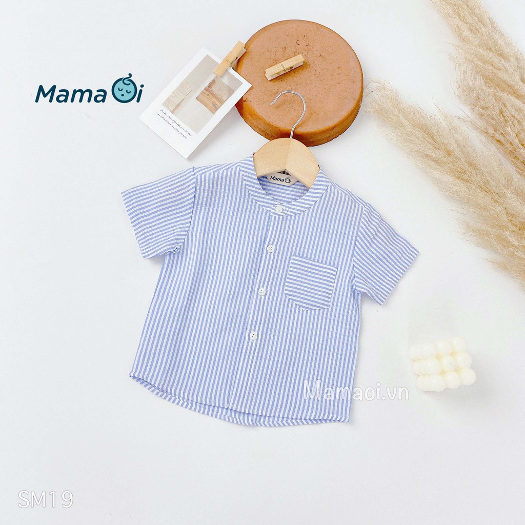 Áo sơ mi bé trai bé gái kẻ sọc xanh dương vải Linen đũi cho bé từ 0-3 tuổi của Mama Ơi - Thời trang cho bé