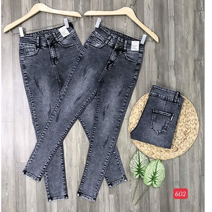 Quần jean nữ lưng cao dáng ôm chất jean cotton cao cấp co giãn mặc tôn dáng trẻ trung MS602