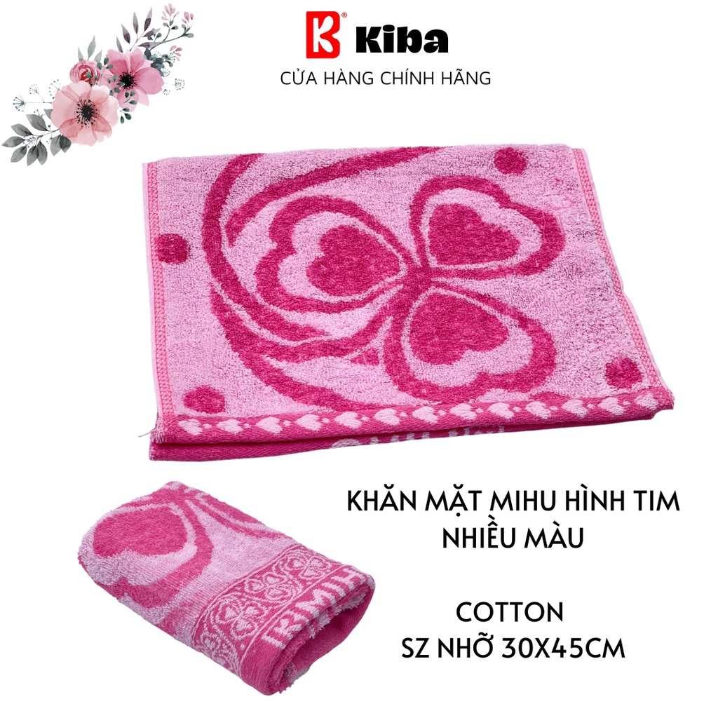 Khăn Mặt MIHU (Thương Hiệu KIBA) Hoa Tiết Hoa Cỡ Nhỏ .30x45cm, Chất Cotton Loại Mỏng, Nhẹ, Thấm Hút, Êm, Mềm, Dễ Giặt