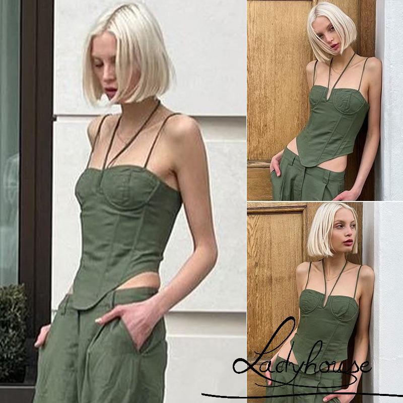 Áo Yếm Hai Dây Mỏng Màu Trơn Thời Trang Mùa Hè Cho Nữ