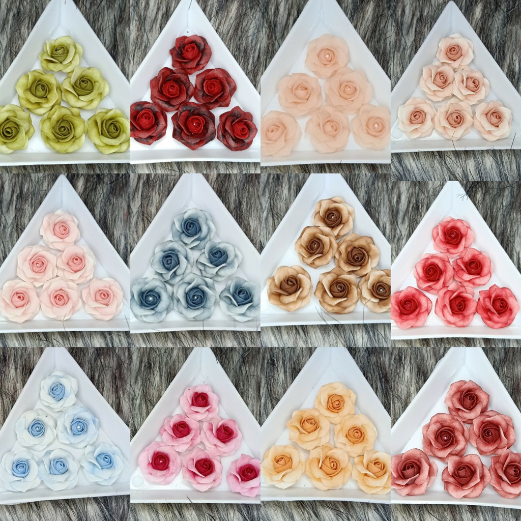 Hoa hồng fan - Hoa bột đính móng HH01