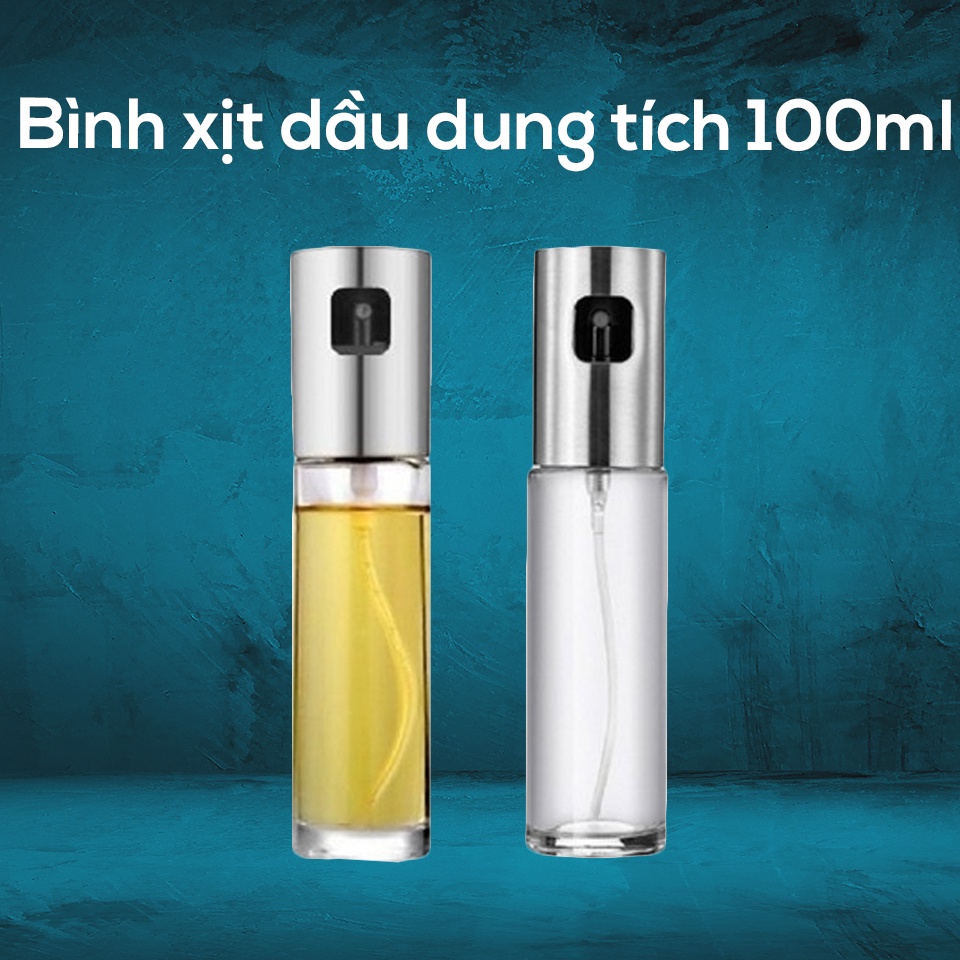 Bình xịt dầu ăn, Bình xịt gia vị thủy tinh 100ml thiết kế nhỏ gọn, tiện lợi, phụ kiện nồi chiên không dầu.