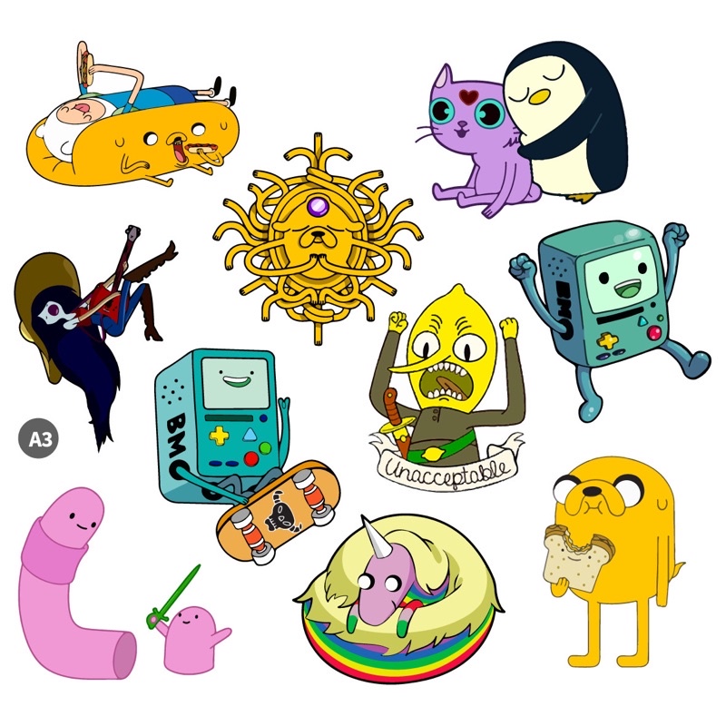 Combo 10/20/30/40/ 50 Sticker dán cao cấp HOẠT HÌNH ADVENTURE TIME siêu đẹp, dán nón, điện thoại, xe máy NT 39