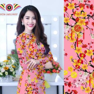 (KÈM HÌNH THẬT)Áo Dài Tết Xuân In 3D Vải Lụa Nhật