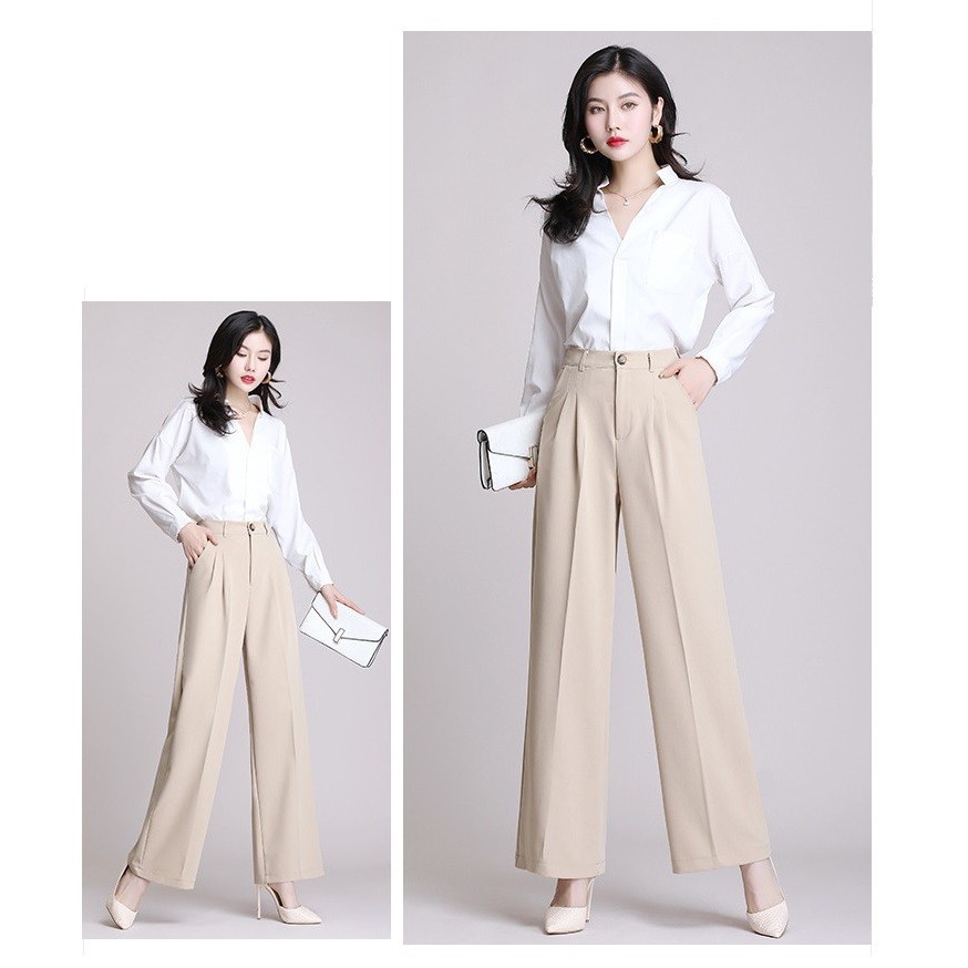 Quần ống rộng nữ công sở vải dày đẹp QT24
