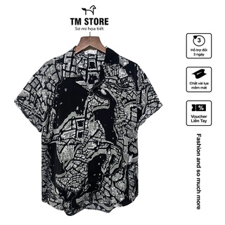 Áo sơ mi họa tiết Tư Mã Cổ điển, Lên chuẩn form dáng, Chất lụa mềm mát