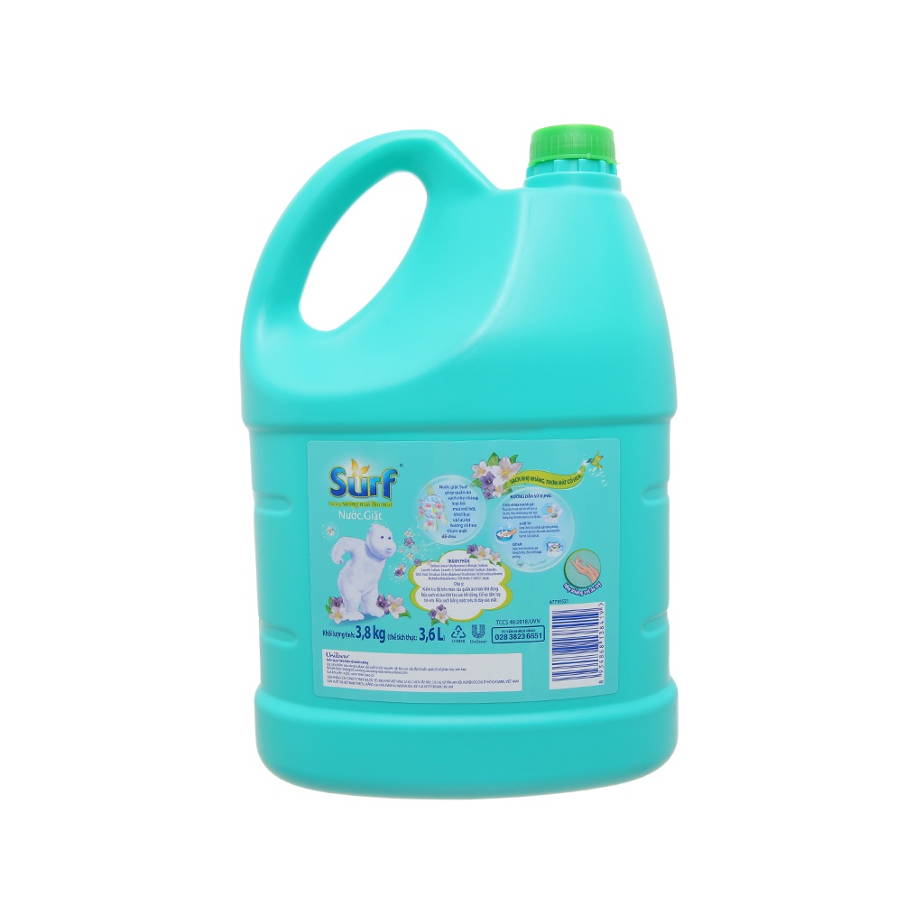 Nước giặt Surf Hương Sương mai dịu mát (Xanh) CAN 3.8Kg