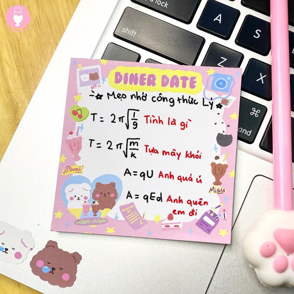 Giấy note cute, giấy nhớ dễ thương Diner Date (50 tờ)