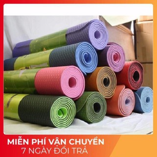 [ Hàng Chính Hãng ]  THẢM YOGA 2 MẶT CAO CẤP THẢM TẬP YOGA TPE 2 LỚP 6MM CAO SU NON CÓ TÚI ĐỰNG THỜI TRANG