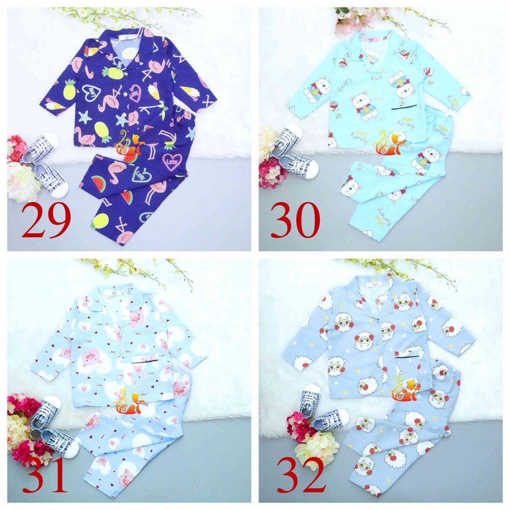 (Phần 2).Đồ Bộ Mặc Nhà "Quần Dài" Pijama Kate Thái - Size số 2 - Cho Bé 8 - 13kg. Từ 1 tuổi - 3 tuổi.