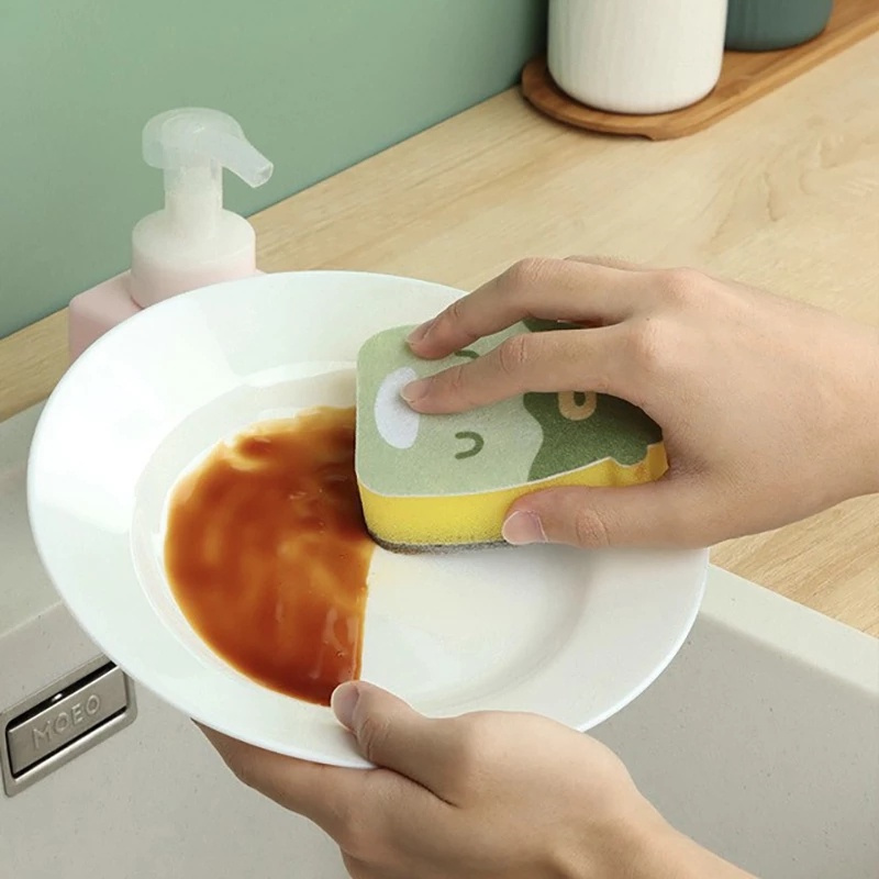 Mút rửa chén hai mặt thiết kế họa tiết hoạt hình dễ thương