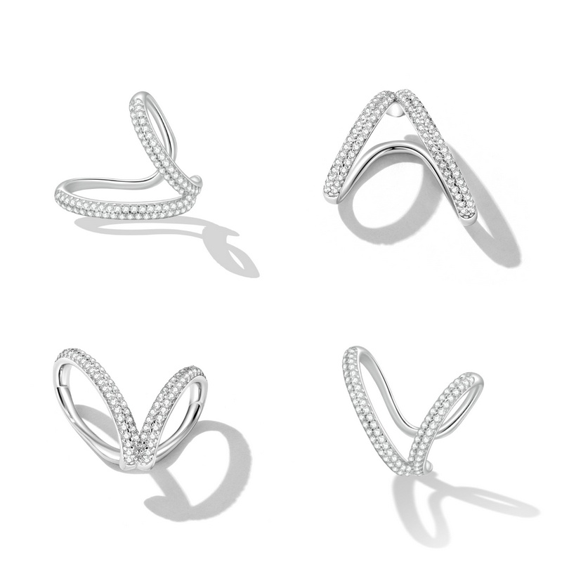 1 Bông Tai Bamoer bạc 925 Hai Lớp Thời Trang Cá Tính Dành Cho Nữ