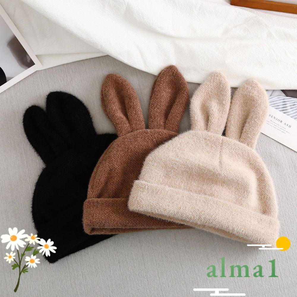 Mũ len beanie đính tai thỏ nhiều màu sắc thời trang phong cách thu đông cho nữ
