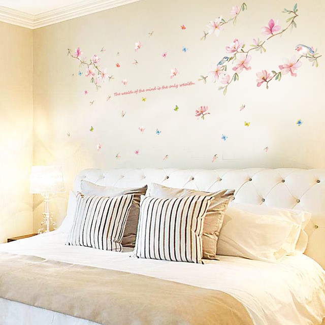 decal dán tường trang trí cành hoa