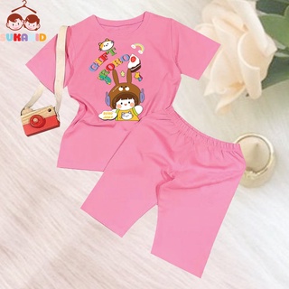 Đồ bộ tay ngắn quần lửng hình GIFT GOGO be từ 6kg-29kg.BDBG65.