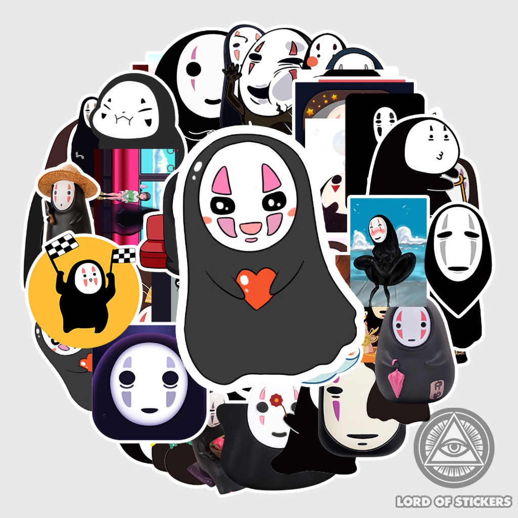 Set 50 Miếng Dán Nhân Vật Hoạt Hình Vô Diện Sticker Cute Anime Manga Ghibli Dễ Thương Trang Trí Mũ Bảo Hiểm, Laptop, Sổ