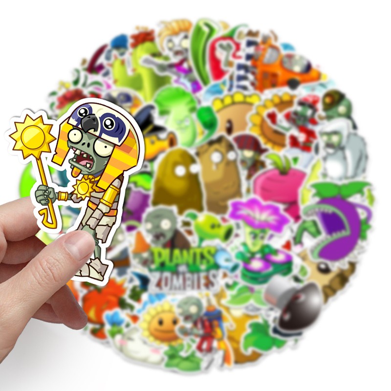 Sticker chủ đề plants vs zombies chống nước, dán mũ bảo hiểm, vali, laptop, ván trượt 101