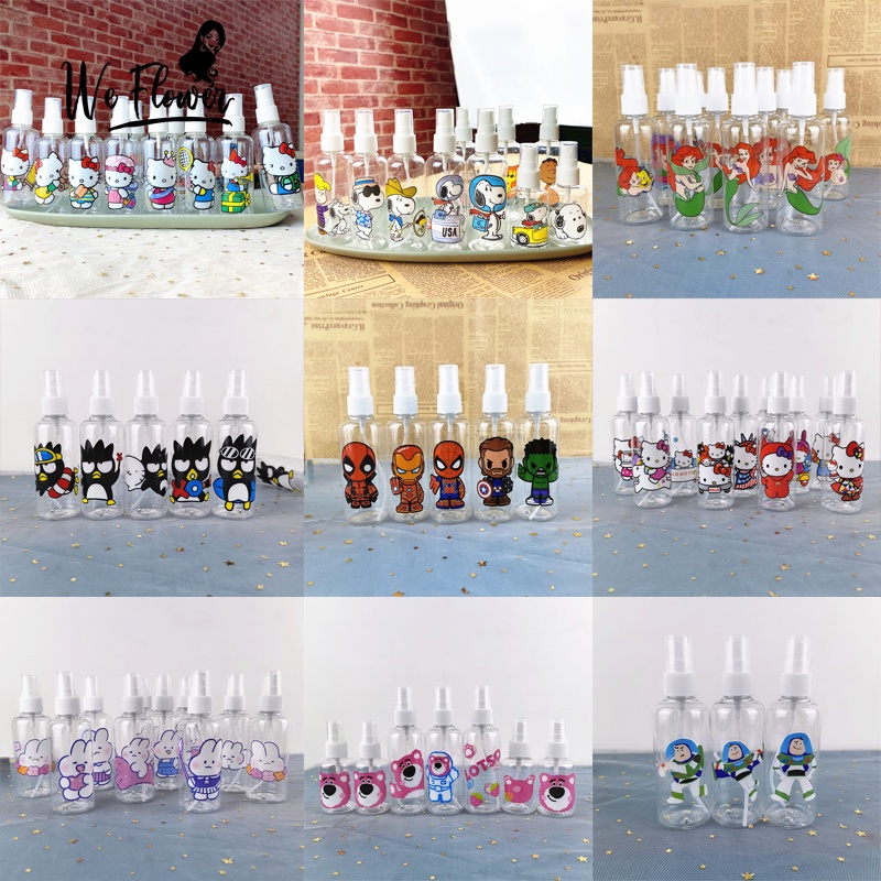 We Flower Chai xịt nhựa 50/100ML nhiều họa tiết hoạt hình tùy chọn tiện lợi mang theo theo khi đi du lịch